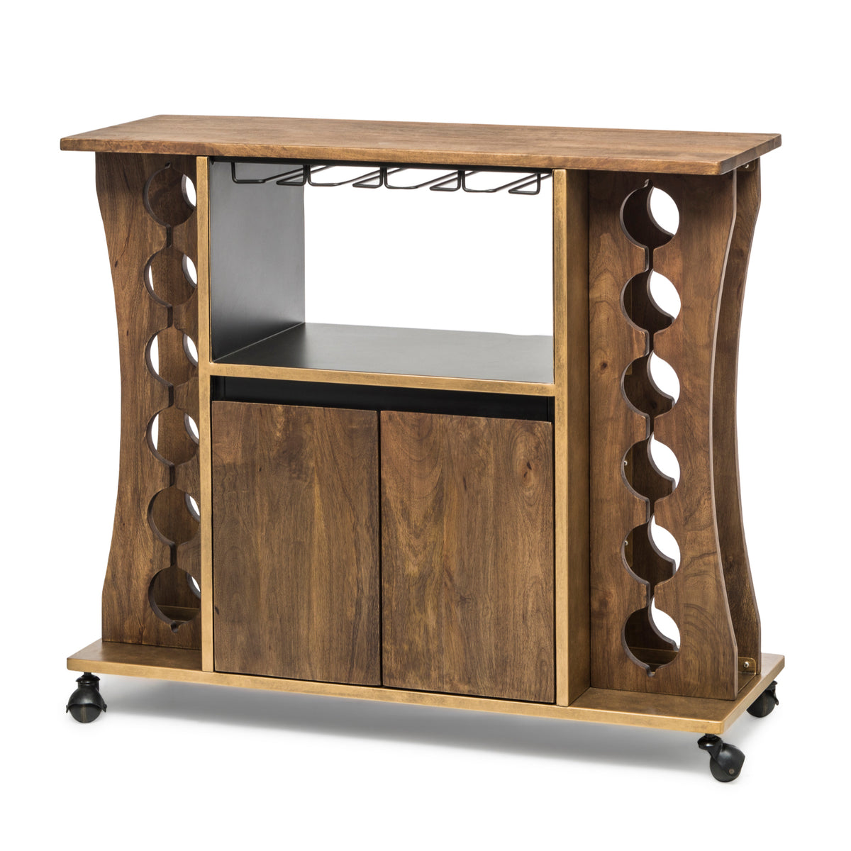 Contemporary Timber Bar Cart - Wine Stash
