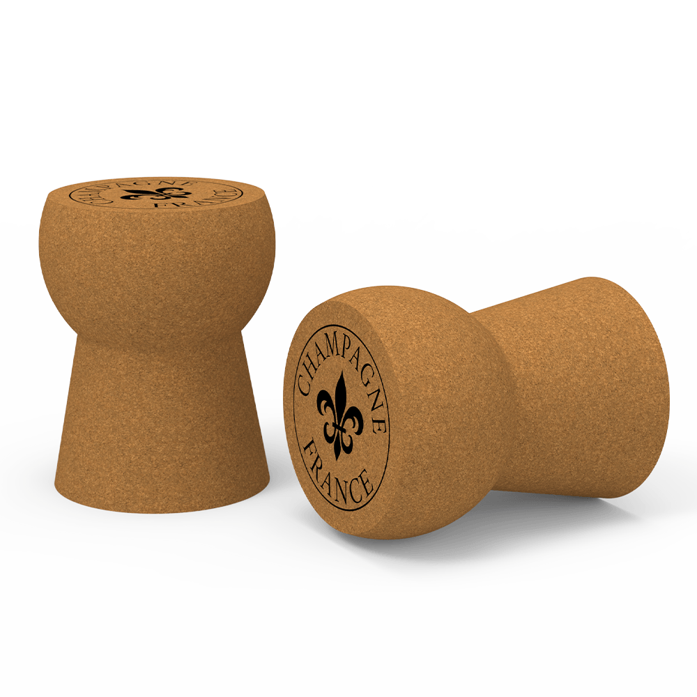 Wine Stash Cork Stools - Front & Side View