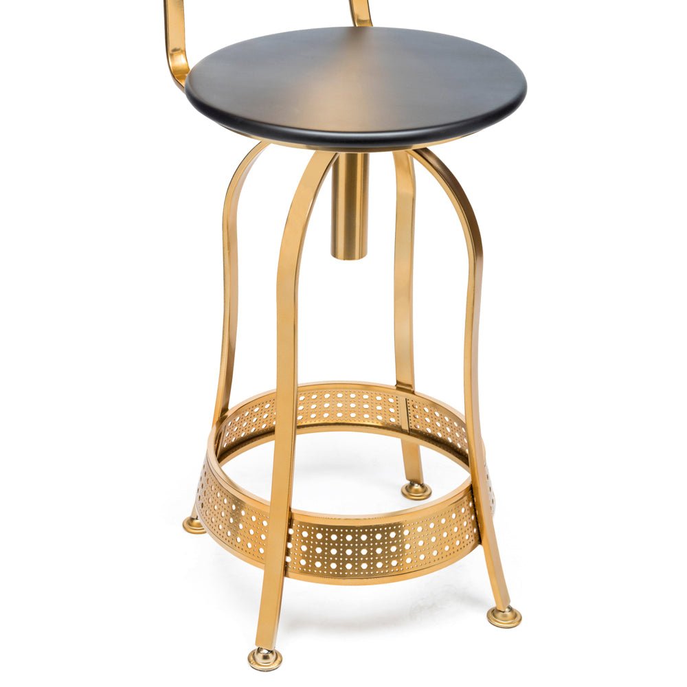 Gold Bar Stool with Netted Design Frame - Wine Stash -