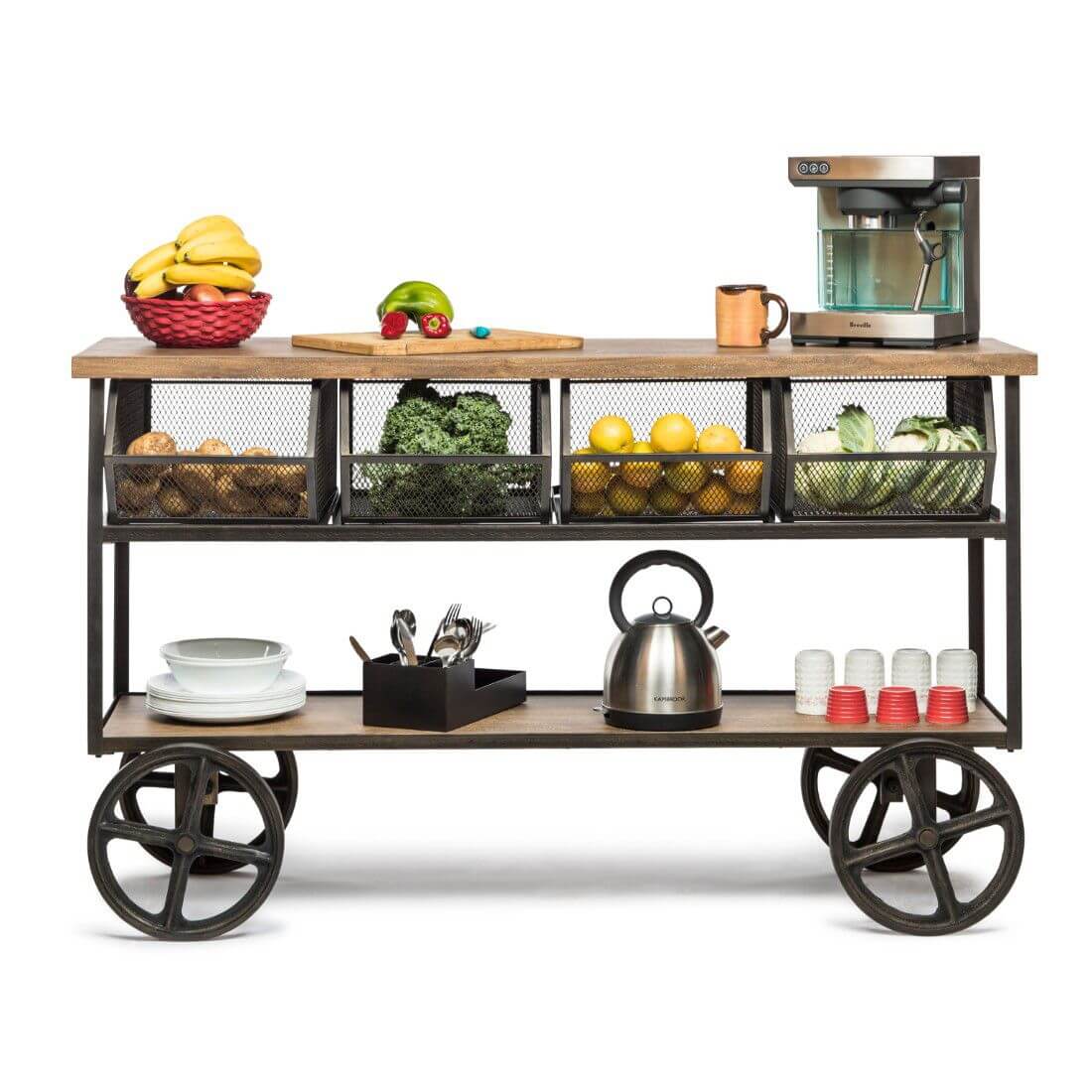 Kitchen Trolley with 4 Baskets