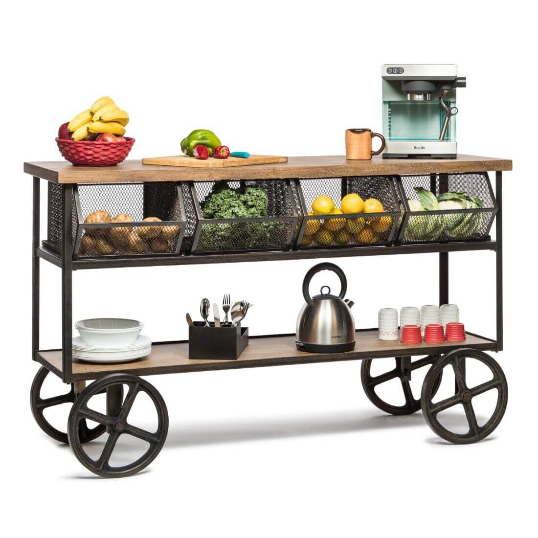 Kitchen Trolley with 4 Baskets