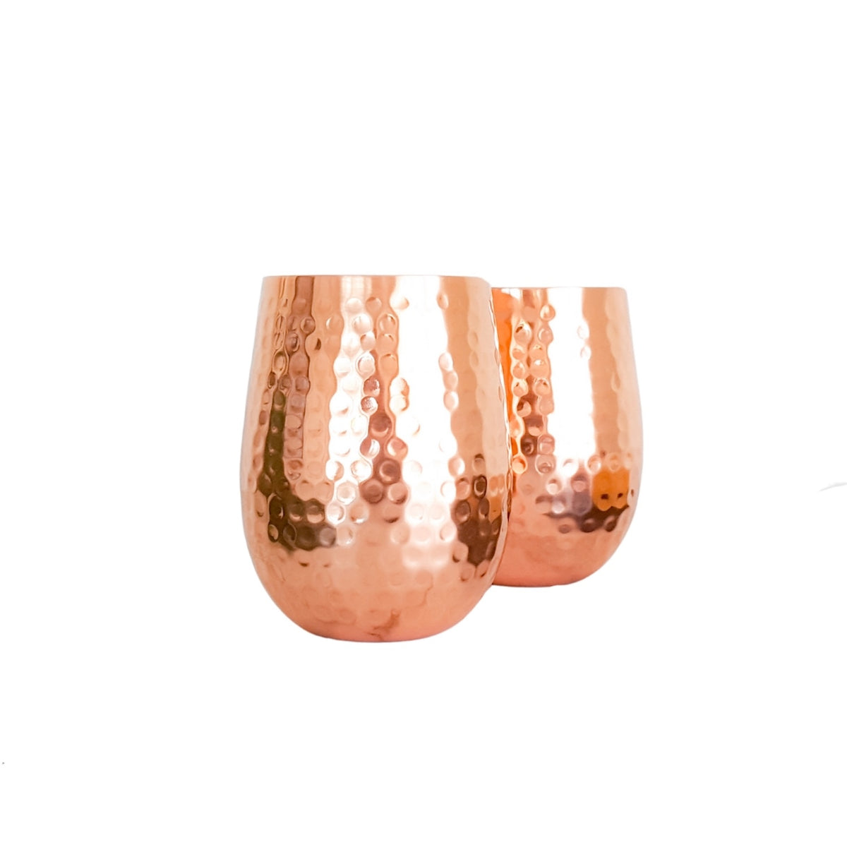 Rose-Gold Stemless Copper Wine Glasses - Elegant Gift Set of 2