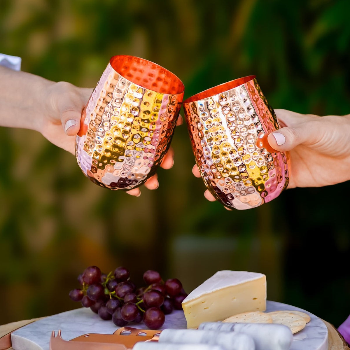 Rose-Gold Stemless Copper Wine Glasses - Elegant Gift Set of 2