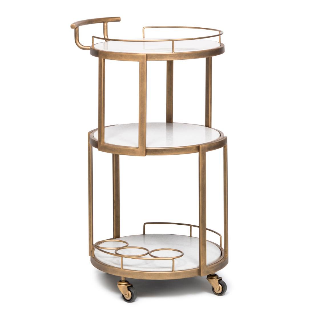 Classic Bar Cart with White Marble Top