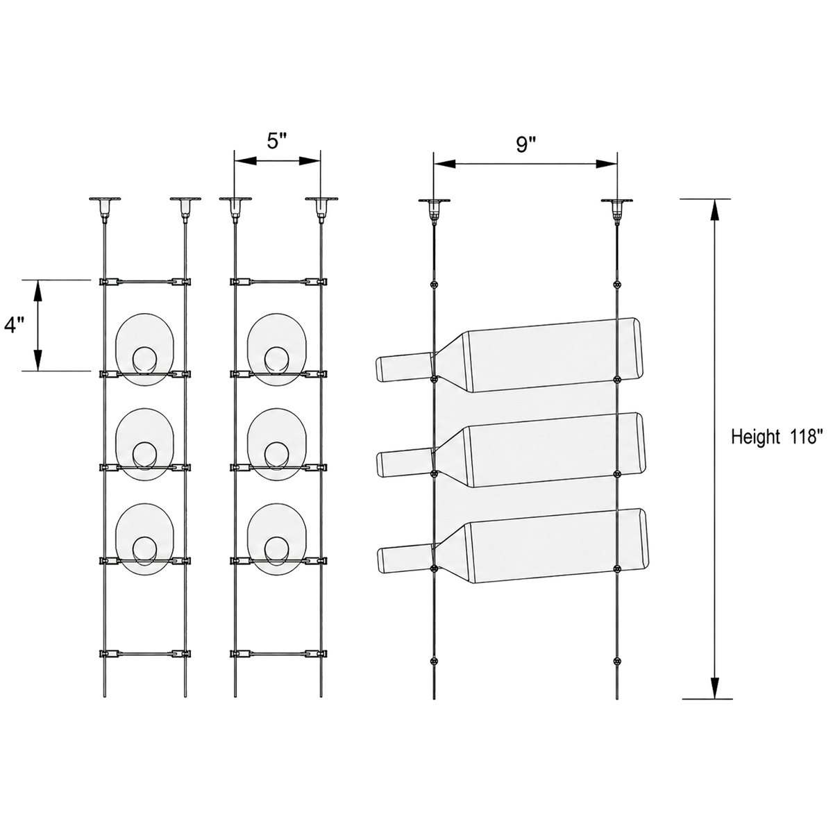 Architectural Cable Wine Rack System