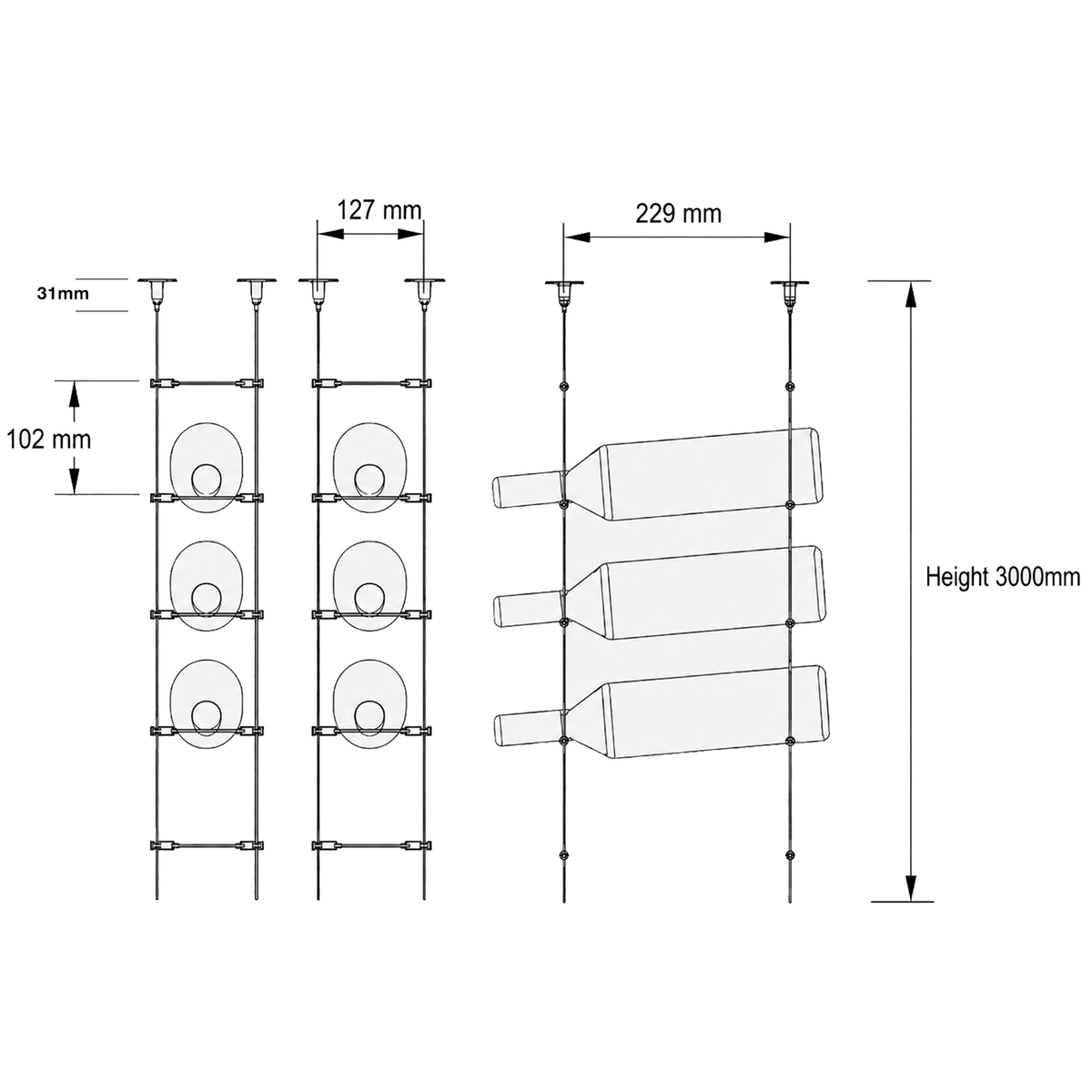 Architectural Cable Wine Rack System