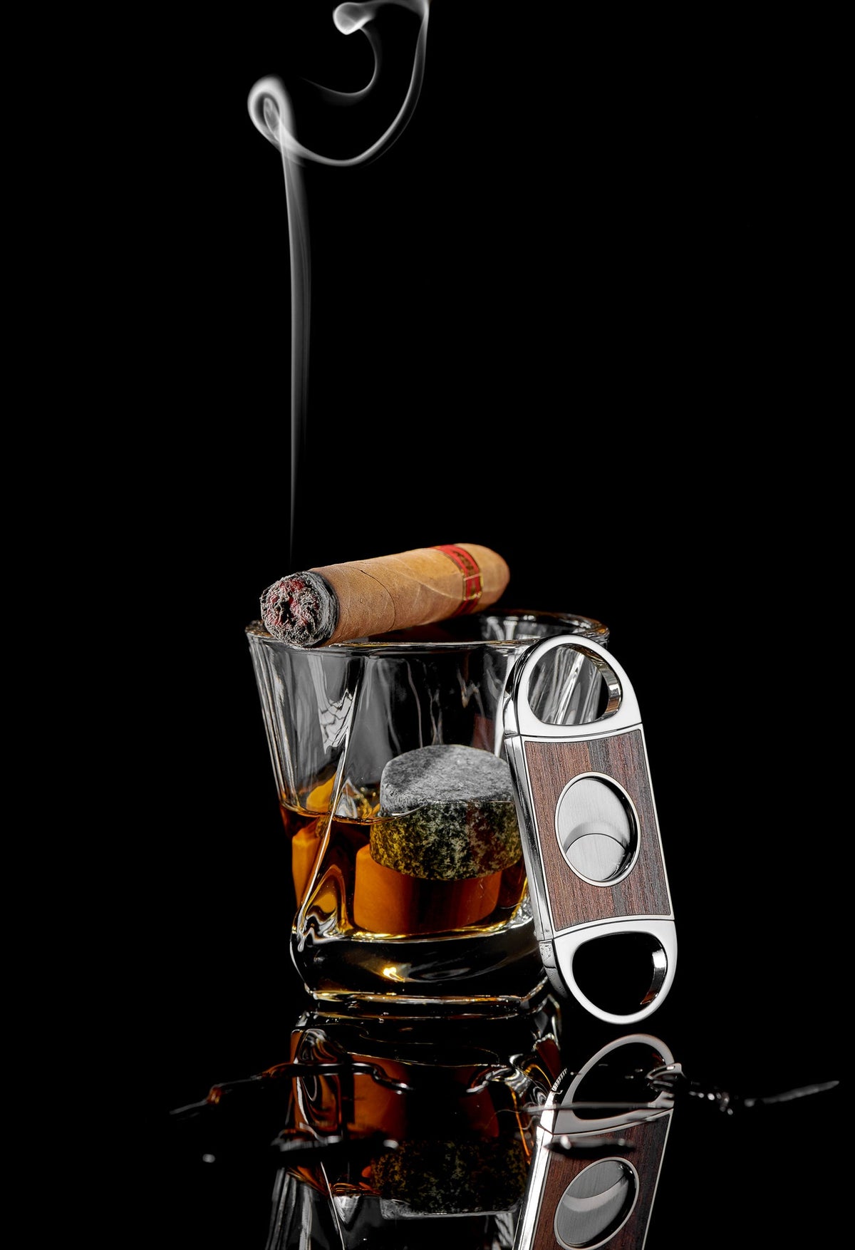 Whiskey Stones Gift Set with Cigar Cutter &amp; Cigar Ashtray - Wine Stash