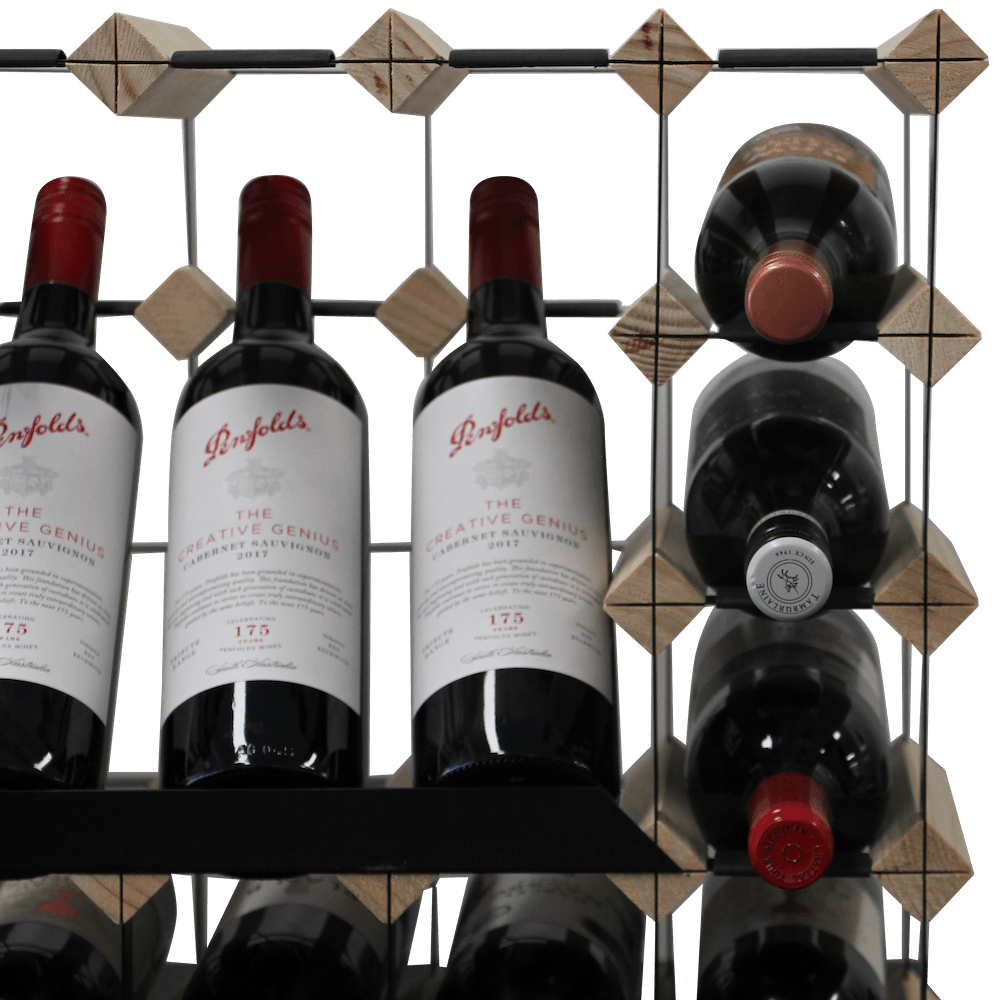28 Bottle Wine Rack Natural Finish - Super Close Up Photo