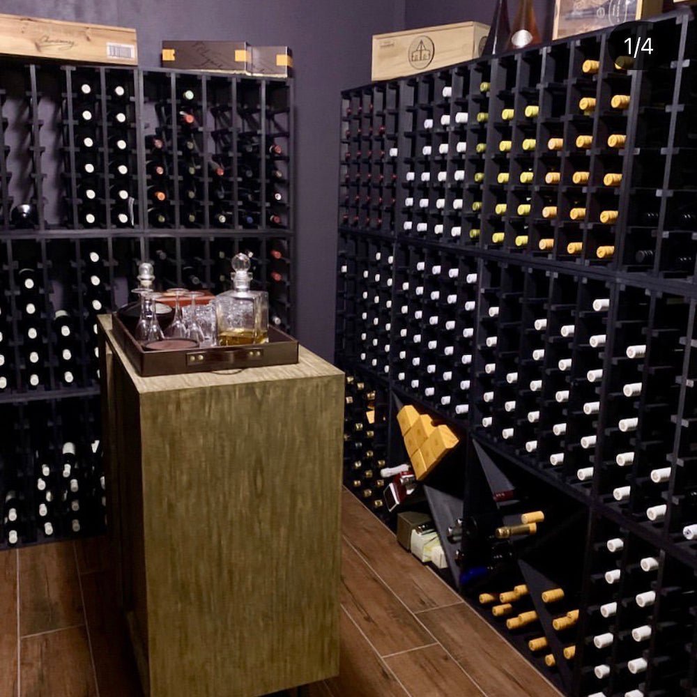 Wine Stash Black Onyx Cellar with White Bottle Caps