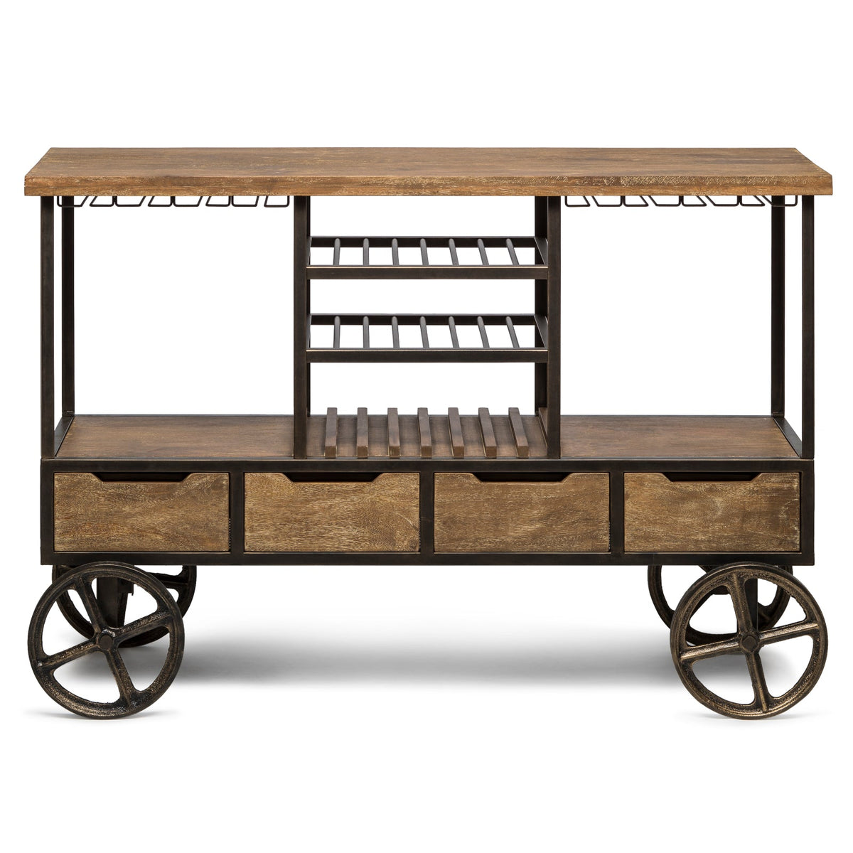 Wooden Bar Cart with Wine Storage - Wine Stash