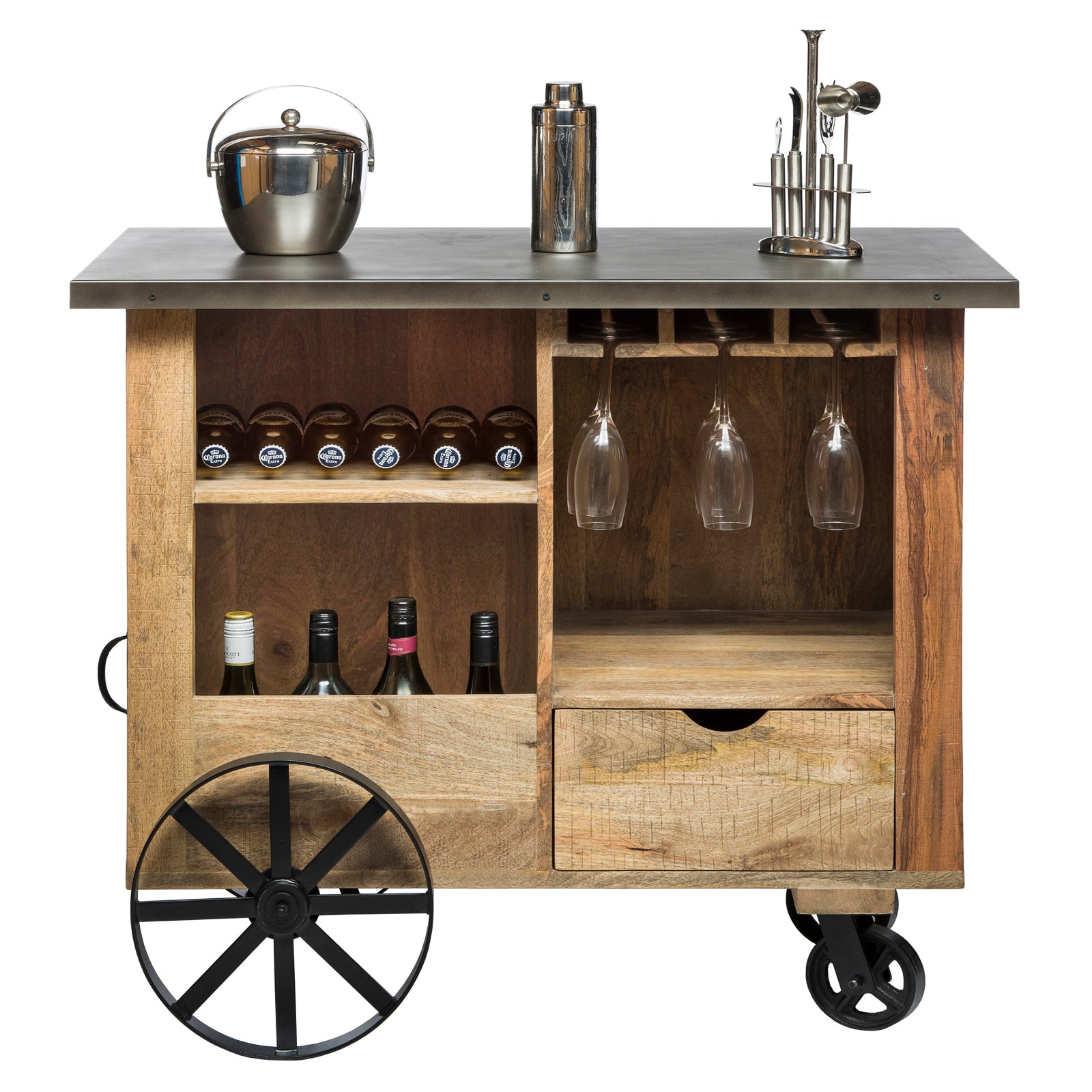 Industrial Bar Cart Cabinet - Wine Stash