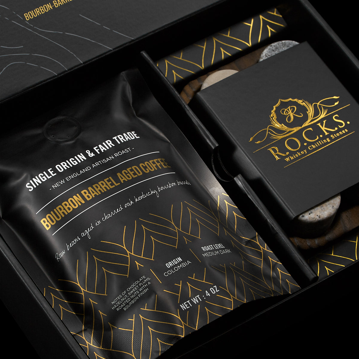 Whiskey Chilling Stones &amp; Colombian Whisky Aged Coffee Gift Set - Wine Stash